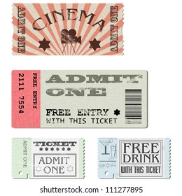 Vector set: cardboard tickets in different styles