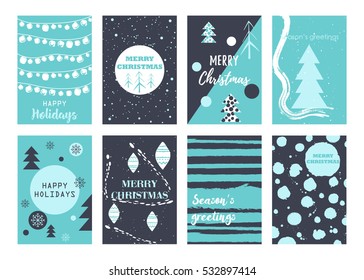 Vector set cards with Christmas sale backgrounds. Modern templates for poster, card, invitation, flyer