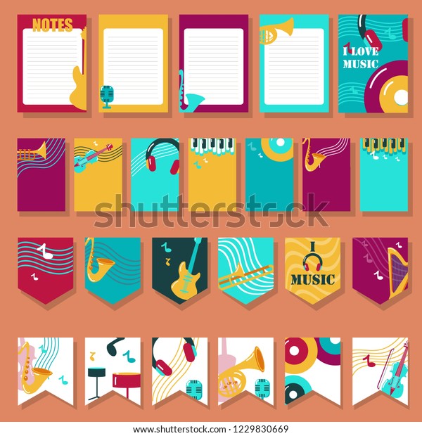 Vector Set Cards Flags Party Decorations Stock Vector Royalty