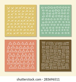 Vector set of cards with hand drawn hipster patterns
