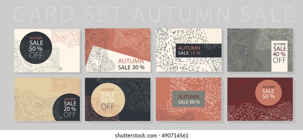 vector set of cards on sale, discount, concept, abstract backgrounds, promotional flyers, coupons mocap