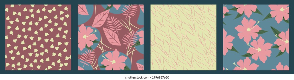 vector set of cards with patterns. flat collage image with patterns and flowers