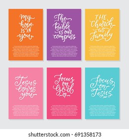 Vector set of cards with religious lettering. Modern lettering illustration. Perfect illustration for t-shirts, banners, flyers and other types of business design.