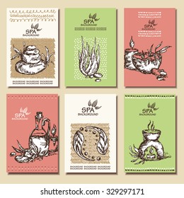 Vector set. Cards with spa backgrounds .hand drawn