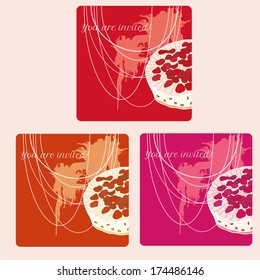 vector set of cards with strawberry pie 