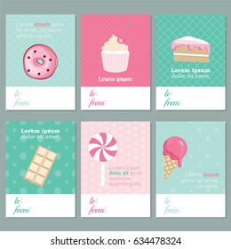 Vector set of cards with sweets