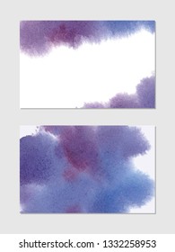 Vector. Set of cards with watercolor blots. Set of cards with hand drawn blots on white background for your design