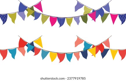 Vector set of carnival, flag garlands for a holiday.