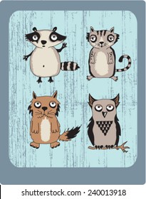 Vector set of cartoon animal characters