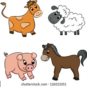 Vector set of cartoon animals.