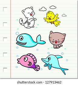 vector set, cartoon animals
