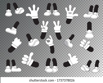 Vector set of cartoon arm and cartoon leg. Different hands and legs of human illustration.