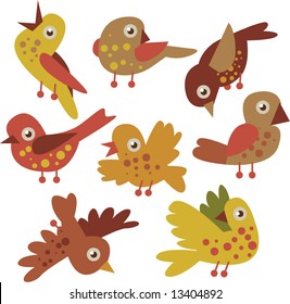 vector set of cartoon birds