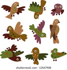vector set of cartoon birds