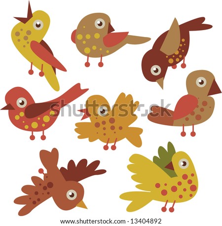 vector set of cartoon birds