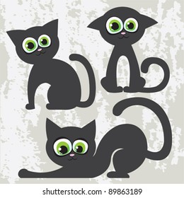 Vector set of cartoon black cats