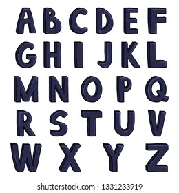 Vector Set of Cartoon Black Letters. English Alphabet Collection.