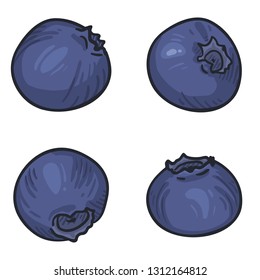 Vector Set of Cartoon Blueberry