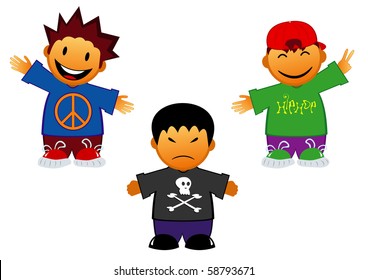 Vector set of cartoon boys