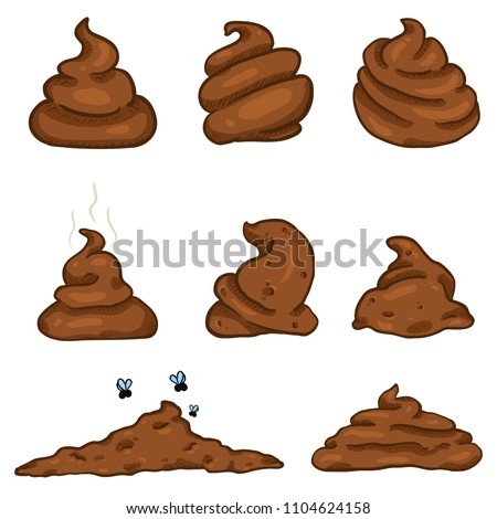 Vector Set of Cartoon Brown Poop. Shit Variations.