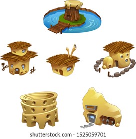 Vector set of cartoon buildings