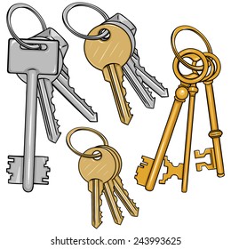 Vector Set Cartoon Bunches of Keys