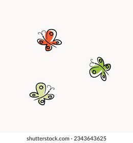 Vector set of cartoon butterfies