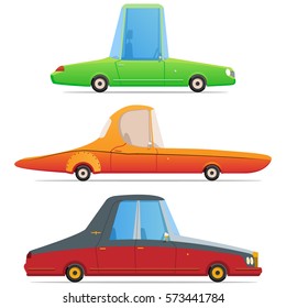 Vector set with cartoon cars