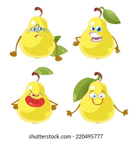 Vector set of cartoon character with many expressions pear