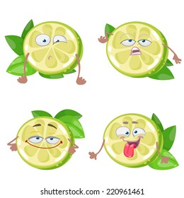 Vector set of cartoon character with many expressions of lime