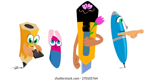 vector set of cartoon characters from the office or school life