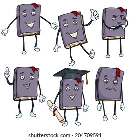 Vector Set of Cartoon Characters - Purple Lively Books. 