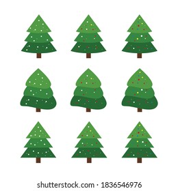 Vector set of cartoon Christmas trees
