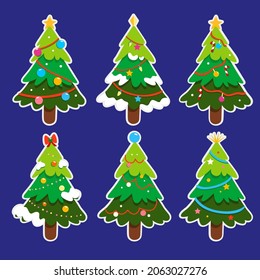 Vector set of cartoon Christmas trees