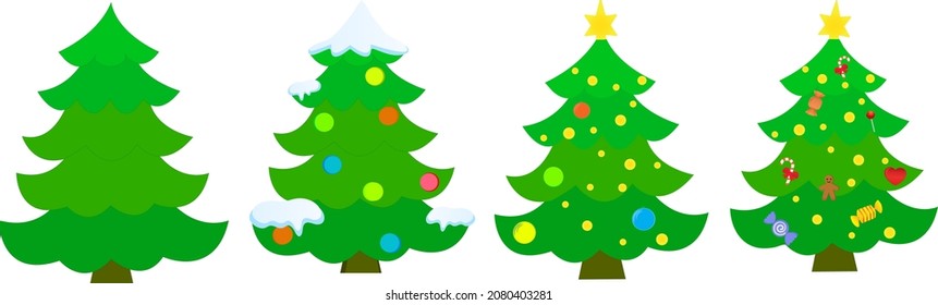 vector set of cartoon Christmas trees