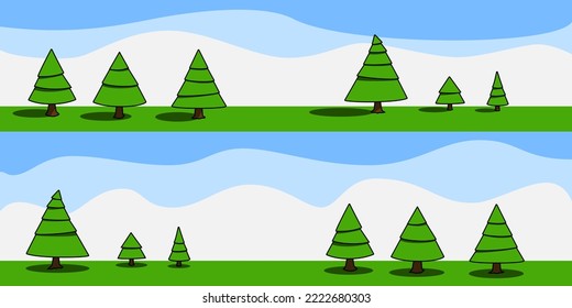 Vector set of cartoon Christmas trees, pines for greeting card, invitation,banner, web. New Years and xmas, Icons collection.christmas tree vector illustration graphic element