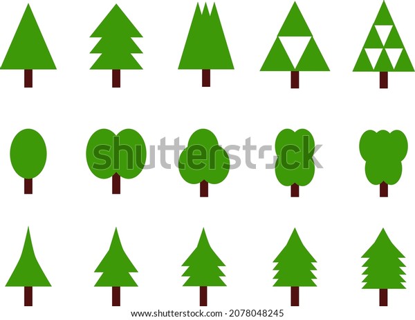 Vector Set Cartoon Christmas Trees Pines Stock Vector Royalty Free 2078048245 Shutterstock 6876