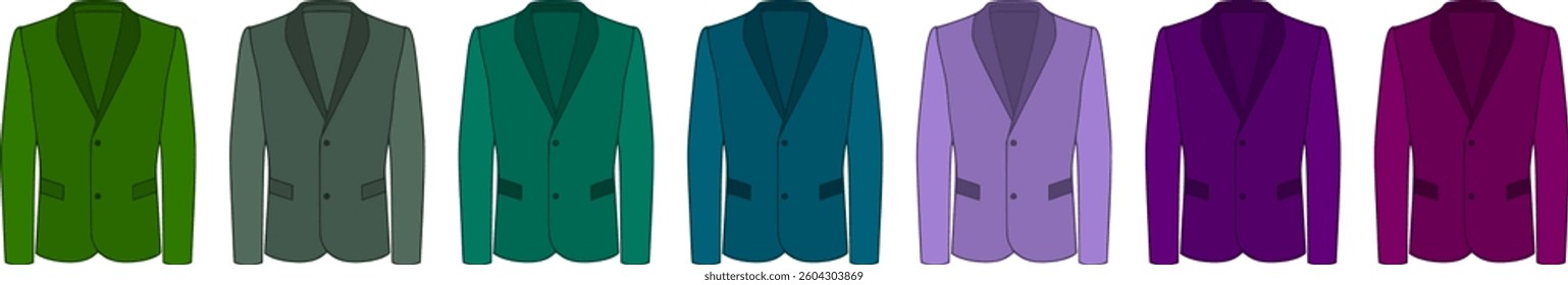 Vector set of cartoon clothes of coats and jackets 