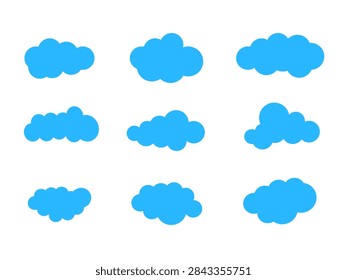 Vector Set Cartoon Cloud Icons and Weather Design Elements Set