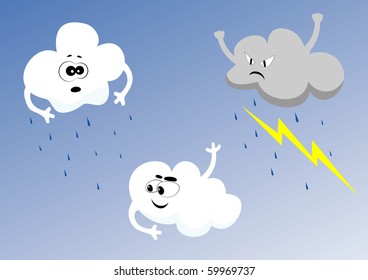 Vector set of cartoon clouds