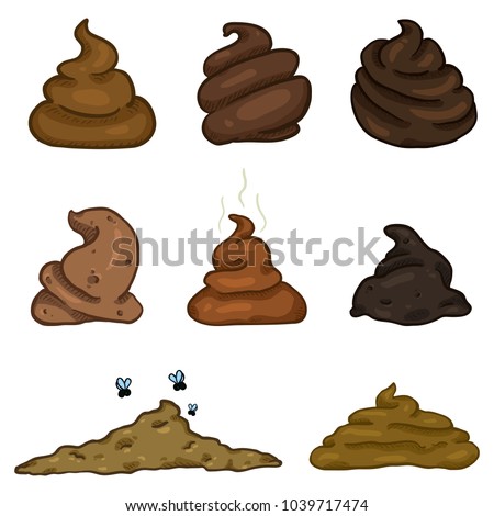 Vector Set of Cartoon Color Poop. Shit Variations.