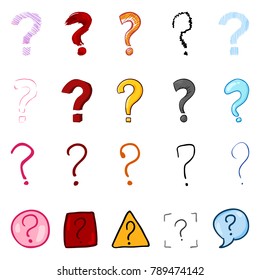 Vector Set of Cartoon Color Question Marks