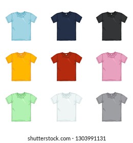 Vector Set of Cartoon Color T-shirt. Multi Color Collection