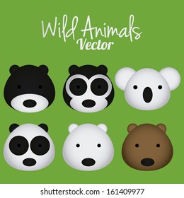 Vector Set Of Cartoon Cute Bear Faces