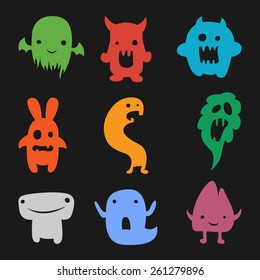 vector set of cartoon cute monsters