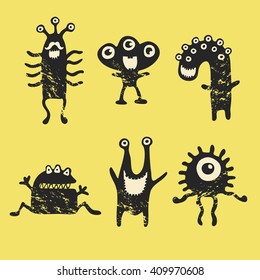 vector set of cartoon cute monsters