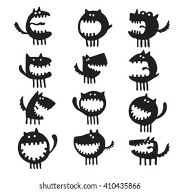  vector set of cartoon cute monsters