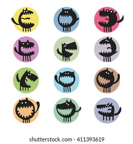  vector set of cartoon cute monsters