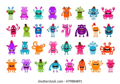 Vector set of cartoon cute monsters