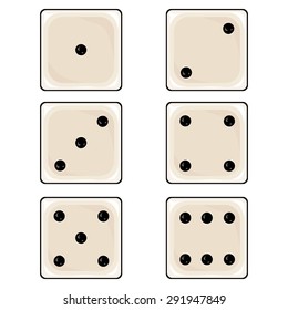 Vector Set of Cartoon Dices. Top view.